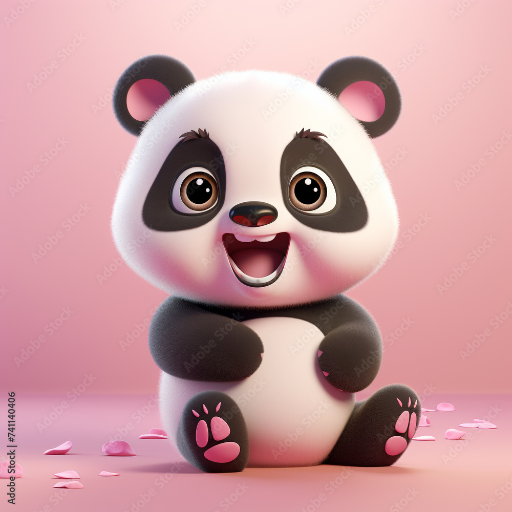 Adorable panda: a charming illustration. Image made by artificial intelligence. Adorable panda: a charming illustration. Image made by artificial intelligence.