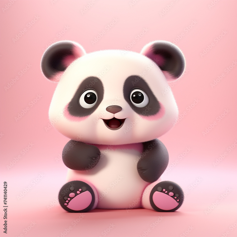 Fototapeta premium Adorable panda: a charming illustration. Image made by artificial intelligence. 