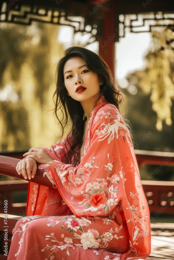 Professional Photography of an Asian Top Model in a Cultural Fusion Photoshoot, Generative AI Professional Photography of an Asian Top Model in a Cultural Fusion Photoshoot, Generative AI