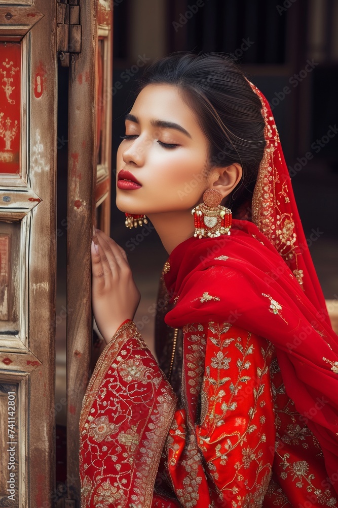 Professional Photography of a Serene Asian Top Model in Traditional Attire, Generative AI