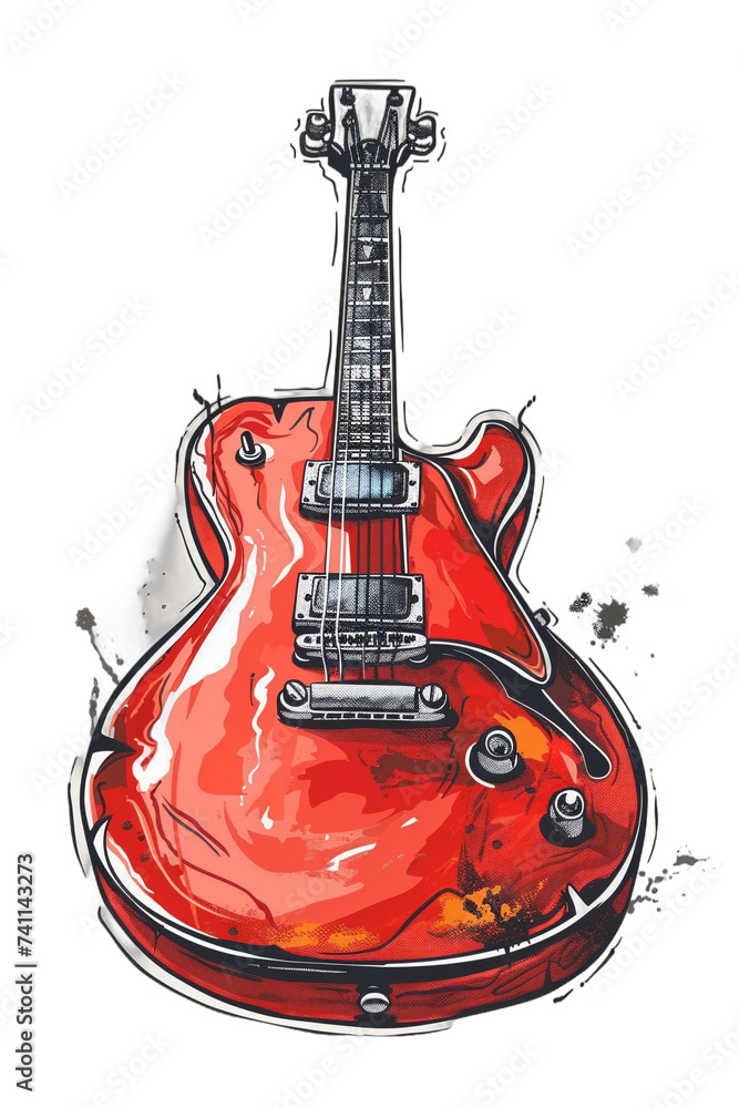 red guitar illustration