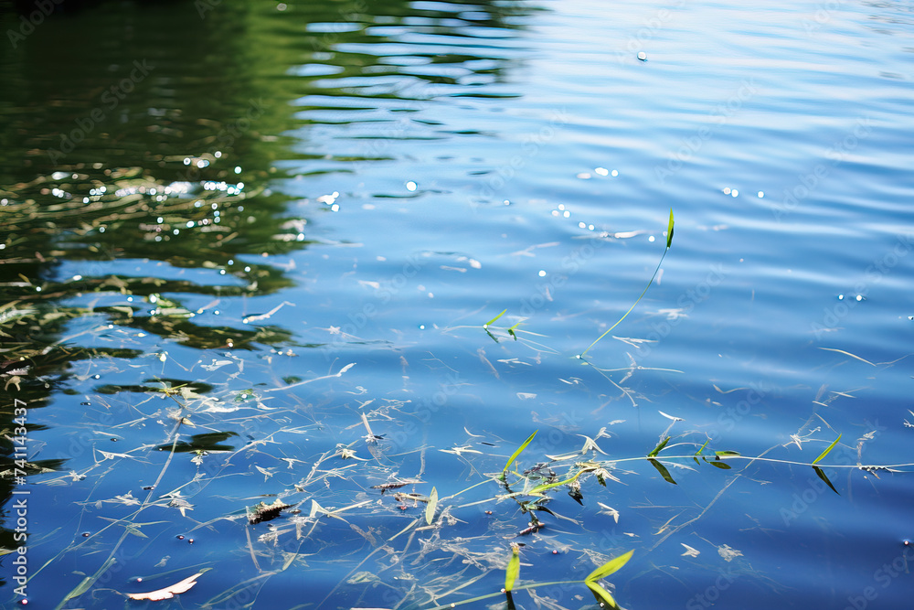 green water lily with firefly.
