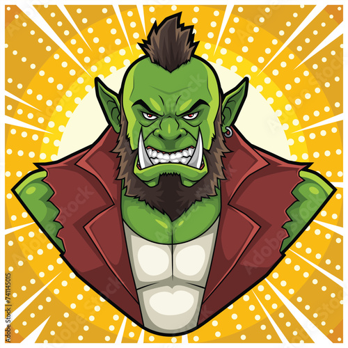 Villain Ogre Bust Cartoon Vector Pop Art (ID: 741145015)