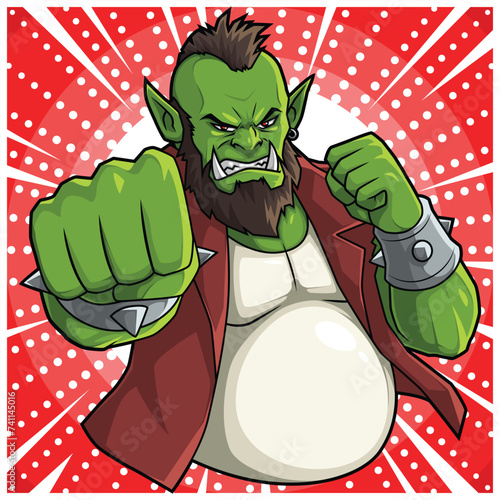 Villain Ogre Punch Cartoon Vector Pop Art (ID: 741145016)