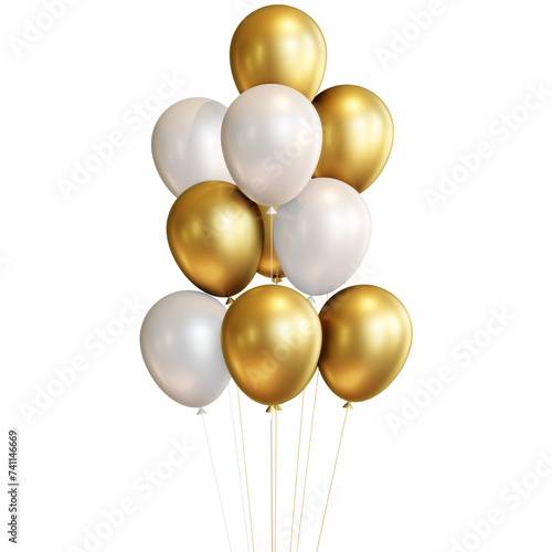 Gold and White Balloons