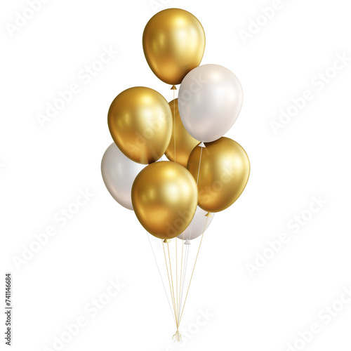 Gold and White Balloons