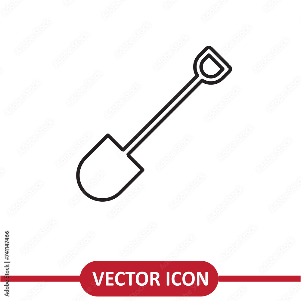 Shovel icon vector flat liner illustration on white background..eps