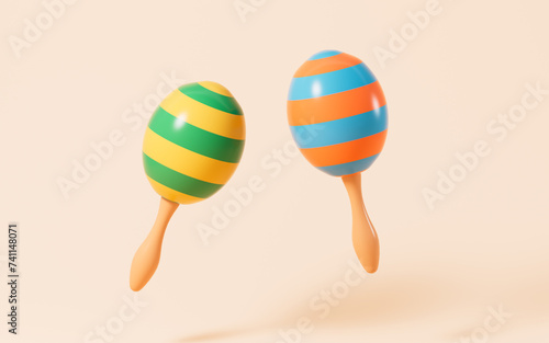 Baby rattle-drum, baby toys, baby product, 3d rendering. photo