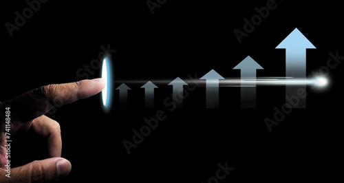 Finger touch power switch with business trade arrow up