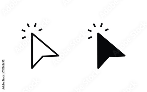 Cursors icons click set. Cursors icon click, Clicking cursor, pointing hand click icon vector illustration