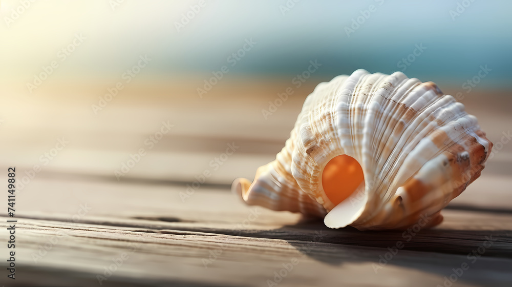 Warm sunset lights up beautiful seashells on the beach Warm sunset lights up beautiful seashells on the beach