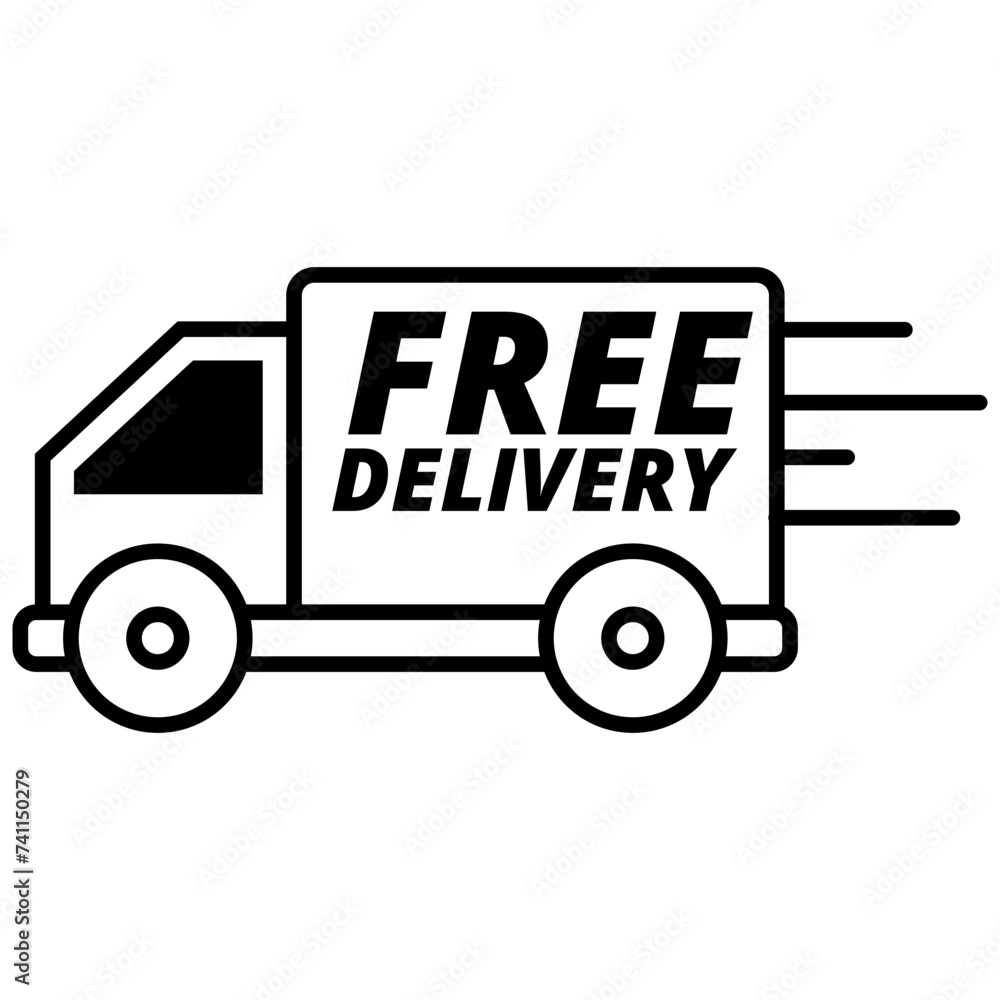 Free delivery sign with linear style on a white background Free delivery sign with linear style on a white background