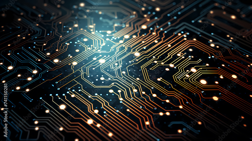 Circuit board background, digital technology future banner with circuit lines Circuit board background, digital technology future banner with circuit lines