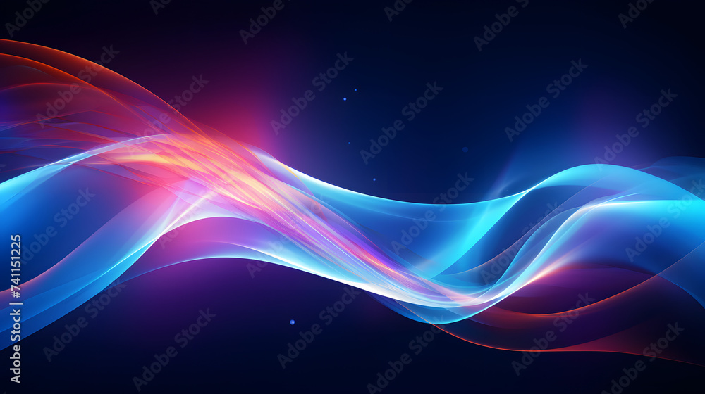 Beautiful colorful light effect of neon glow lights and flash. Background with flying design elements. Blue background Beautiful colorful light effect of neon glow lights and flash. Background with flying design elements. Blue background