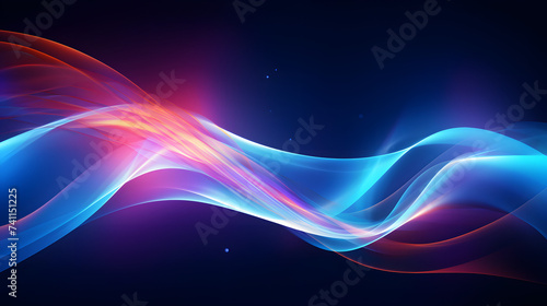Beautiful colorful light effect of neon glow lights and flash. Background with flying design elements. Blue background