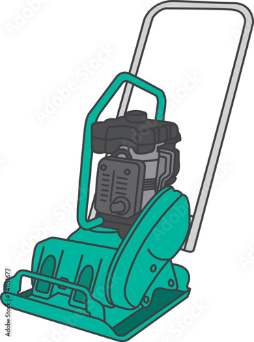 Illustration of a plate compactor seen from an angle
