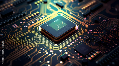 Circuit board background, digital technology future banner with circuit lines