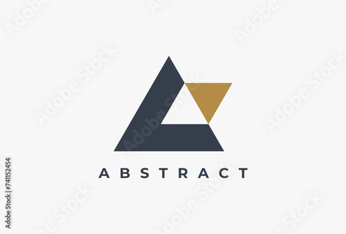 Abstract Triangle Logo. Modern Minimal Design Logotype Concept for Corporate Business Branding Identity Related with Triangle, trinity, a, a letter. Creative Geometric Vector Template Element.