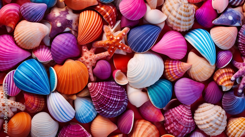 The summer theme is a variety of colorful seashells