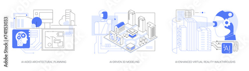 AI in Architecture abstract concept vector illustrations.