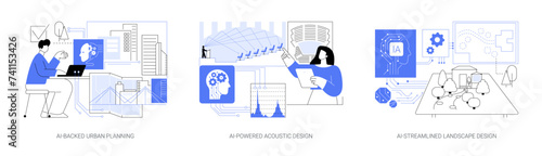 AI technology in Architecture and Design abstract concept vector illustrations.