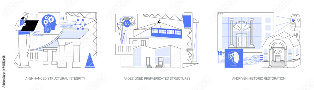 AI in building abstract concept vector illustrations.