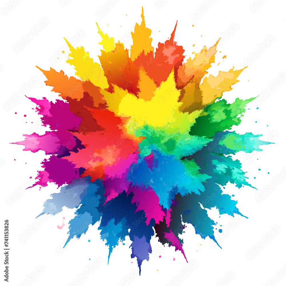 Multicolor powder explosion on White background	