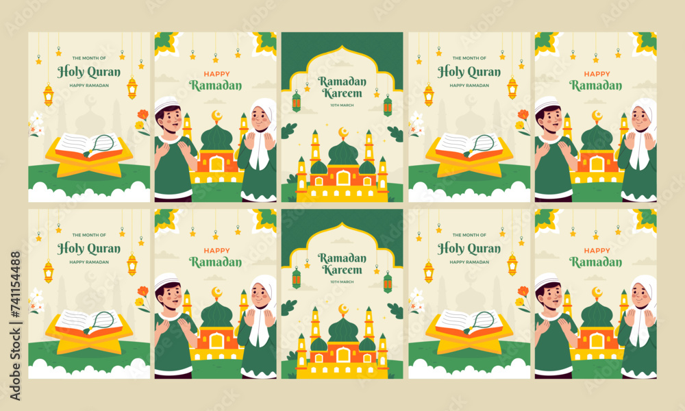 happy ramadan mubarak vector illustration flat design set happy ramadan mubarak vector illustration flat design set