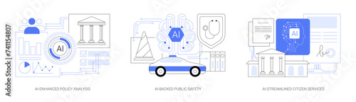 AI in Government and Public Services abstract concept vector illustrations.