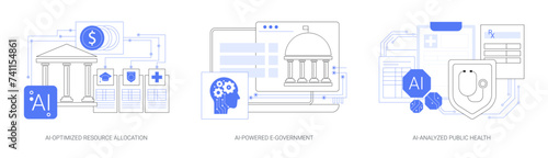 AI Technology for Government and Public Services abstract concept vector illustrations.