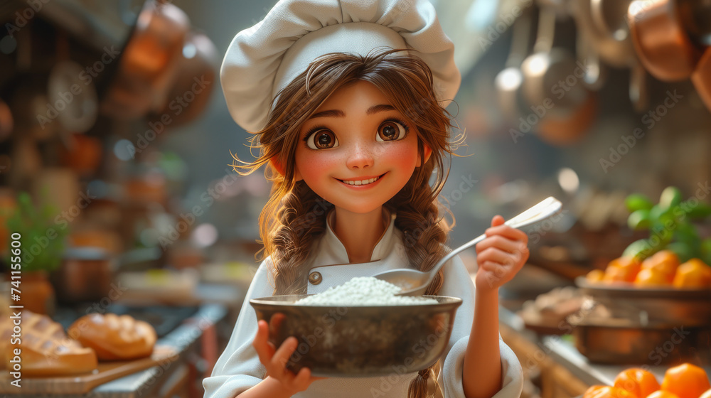 © Daniel - Cartoon girl Character Holding a Bowl of Food. Cartoon Character 3D © Daniel - Cartoon girl Character Holding a Bowl of Food. Cartoon Character 3D