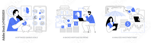 AI analysis for Personal Finance abstract concept vector illustrations.