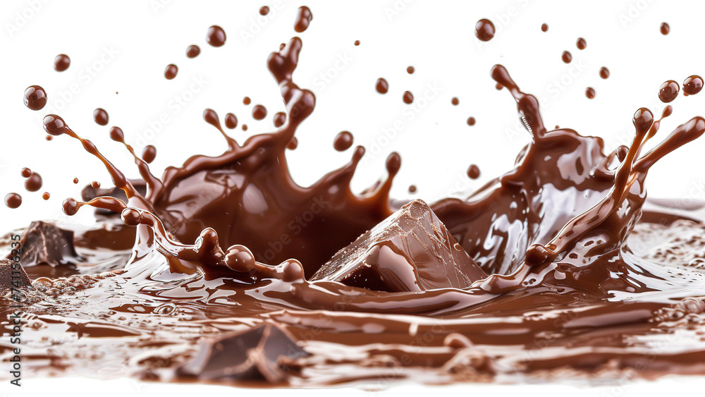 Liquid Chocolate Splash with Chunks Isolated Liquid Chocolate Splash with Chunks Isolated