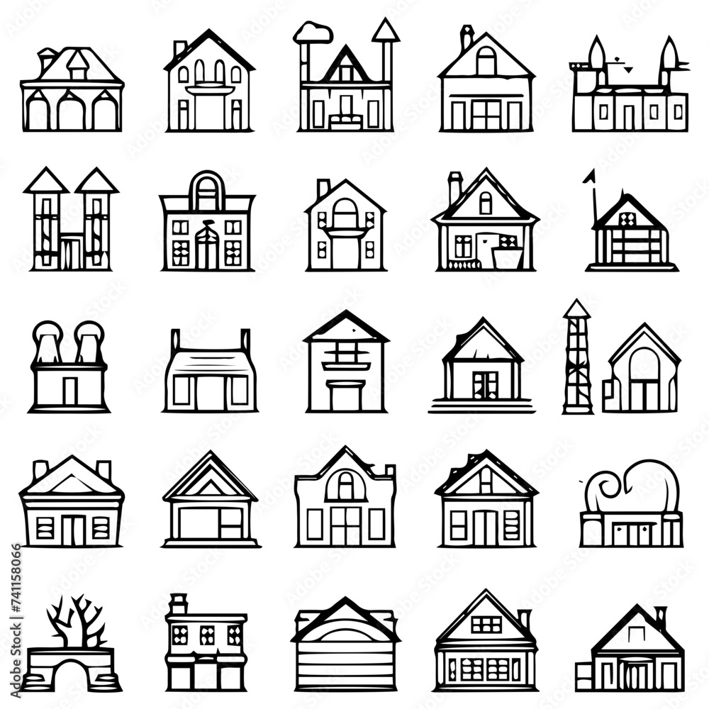 set of houses icons