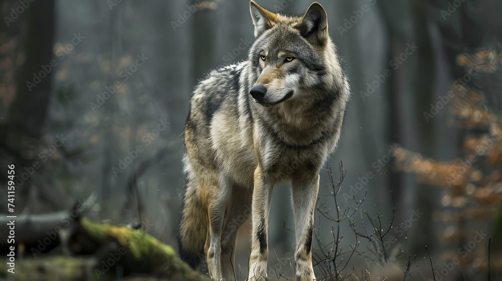Fototapeta premium A grey wolf Canis lupus