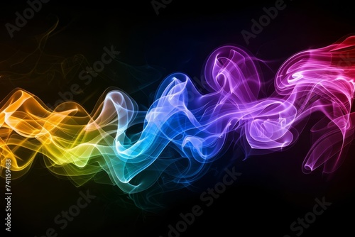 Abstract art of vibrant neon smoke trails against a dark background Creating a dynamic and mesmerizing visual effect