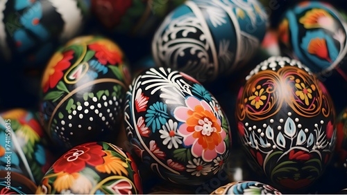 Decorated easter eggs background 