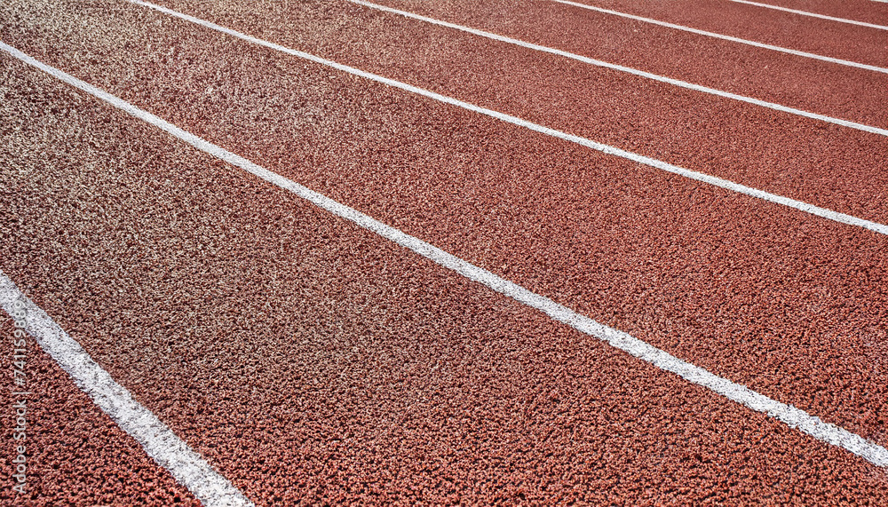 Fototapeta premium Athletics all weather running track texture, white; sport background, copy space