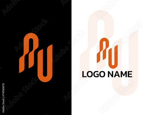 Abstract MU technology logo design vector template