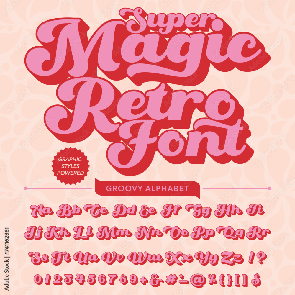 Super Magic Groovy Retro Vintage Display Font alphabet