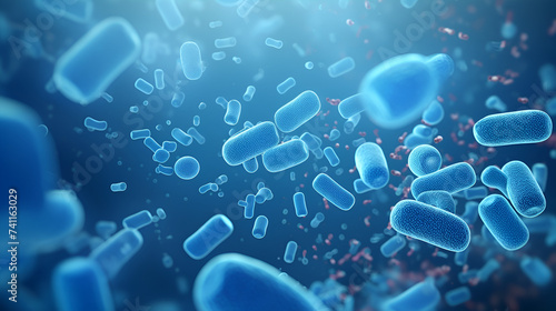  AI generated Bacillus bacteria. Bacterial infection as a microscopic background. Dangerous disease strain case.