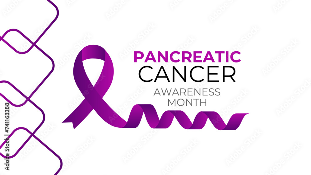 World Pancreatic Cancer Day vector. Purple pancreatic cancer awareness ribbon icon vector isolated on a white background. Important day. Holiday concept. cover, banner, poster. Vector illustration
