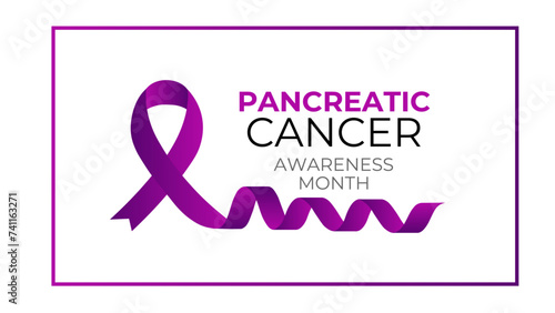 World Pancreatic Cancer Day vector. Purple pancreatic cancer awareness ribbon icon vector isolated on a white background. Important day. Holiday concept. cover, banner, poster. Vector illustration
