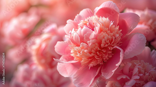 Close-Up of a Lush Pink Peony Bloom 