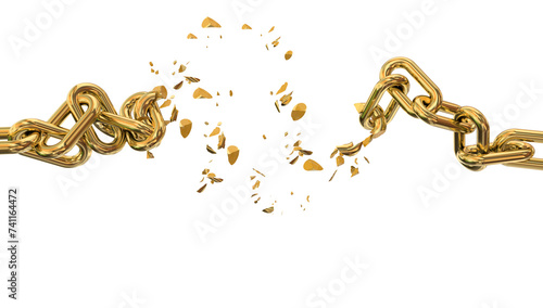 Принти на полотні chain breaking  break metalic parts crisis isolated - 3d rendering