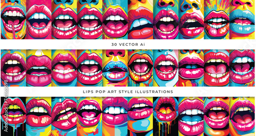 Lips illustrations vector Ai with pop art style
