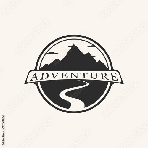 mountain vintage art design logo vector silhouette.