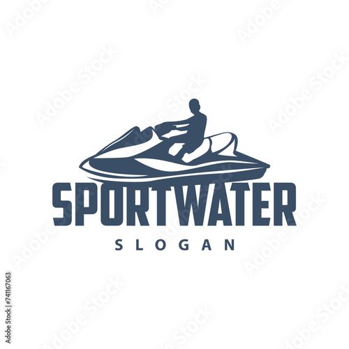 Jet ski logo marine sport jetski brand logo badge template extreme water racing vector business design