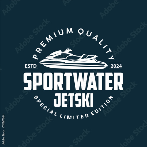 Jet ski logo marine sport jetski brand logo badge template extreme water racing vector business design