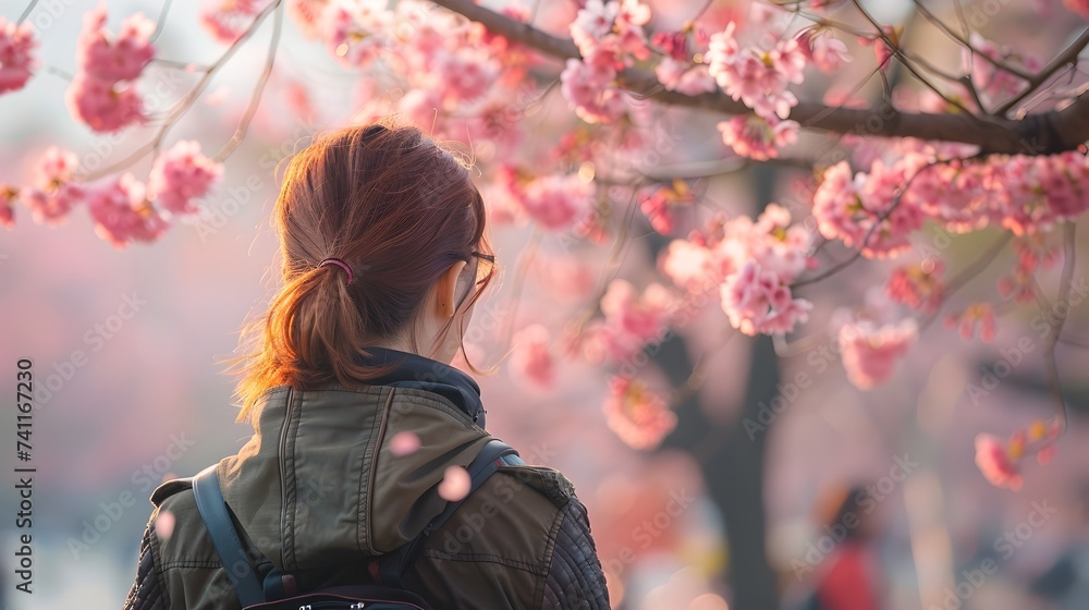 Woman in Spring Gardens A Cherry Blossom Journey Woman in Spring Gardens A Cherry Blossom Journey